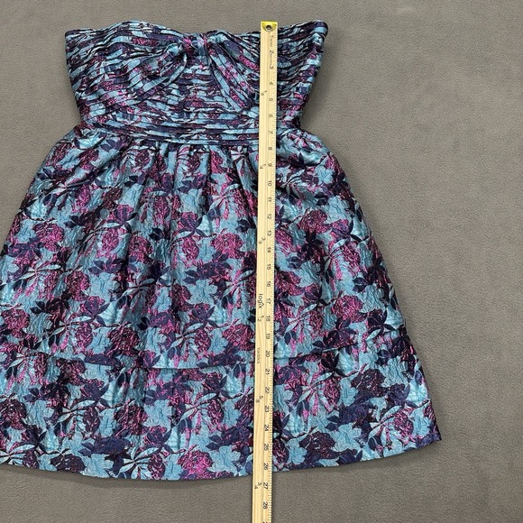 One33 Social Floral Jacquard Mini Dress Size 4 Strapless Tiered Ballroom‎ Skirt - Picture 11 of 13